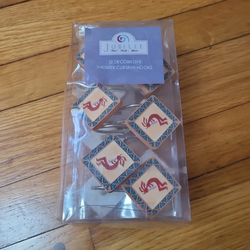 Southwestern Kokopelli Dancer Shower Curtain Hooks set of 12
